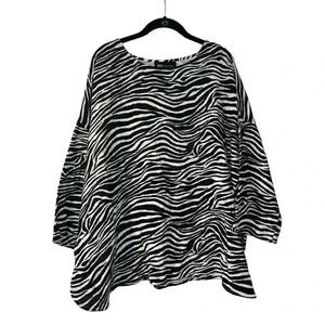 JNY New York Zebra Print Oversized‎ Tunic Top Animal Pattern Statement Piece A10